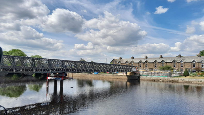 Temporary bridge utilised during refurbishments to 13th century listed bridge